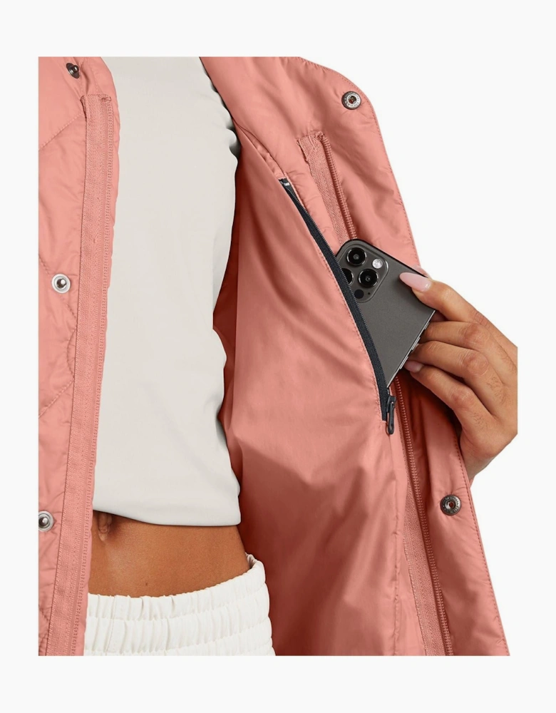 Diamond Snap Button Zipped Pocket Puffer Jacket