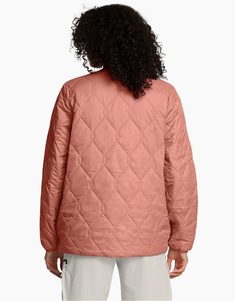 Diamond Snap Button Zipped Pocket Puffer Jacket