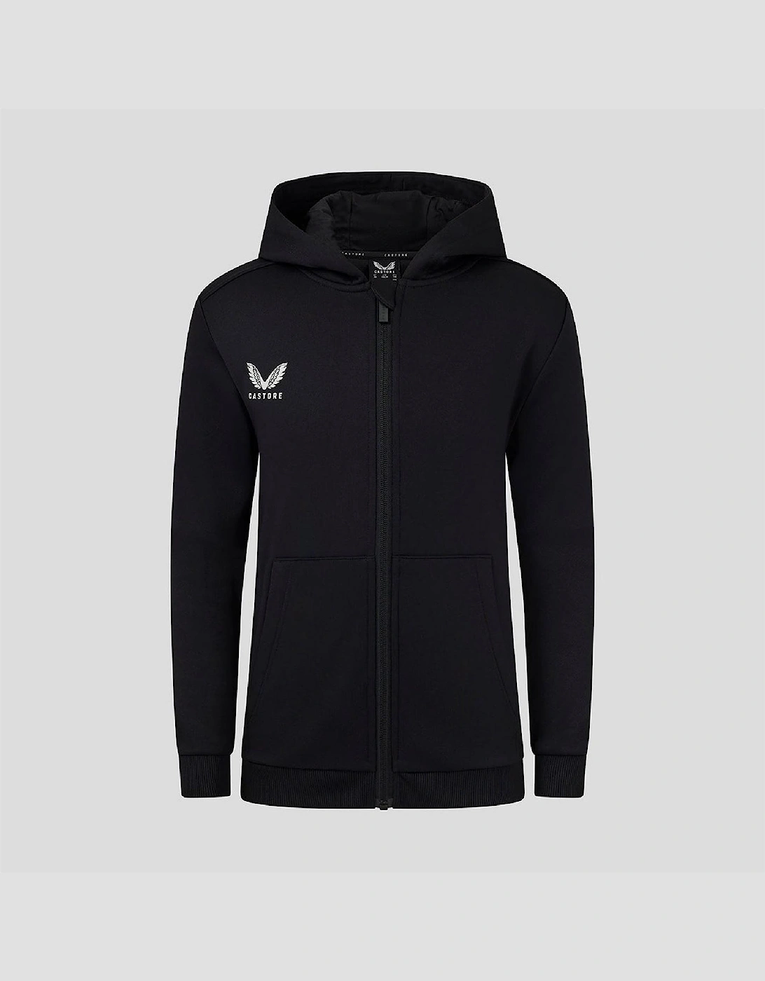 Castore Unisex Caviar Black Zip Thru Hoodie - Size 7-8 S