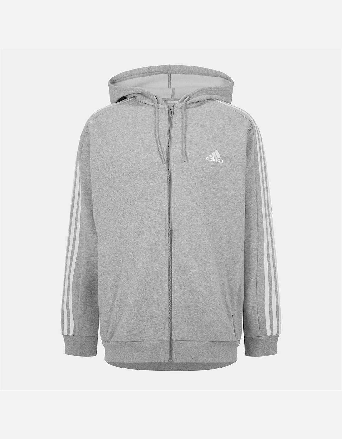 Mens Fleece 3 Stripes Full Zip Hoodie, 7 of 6