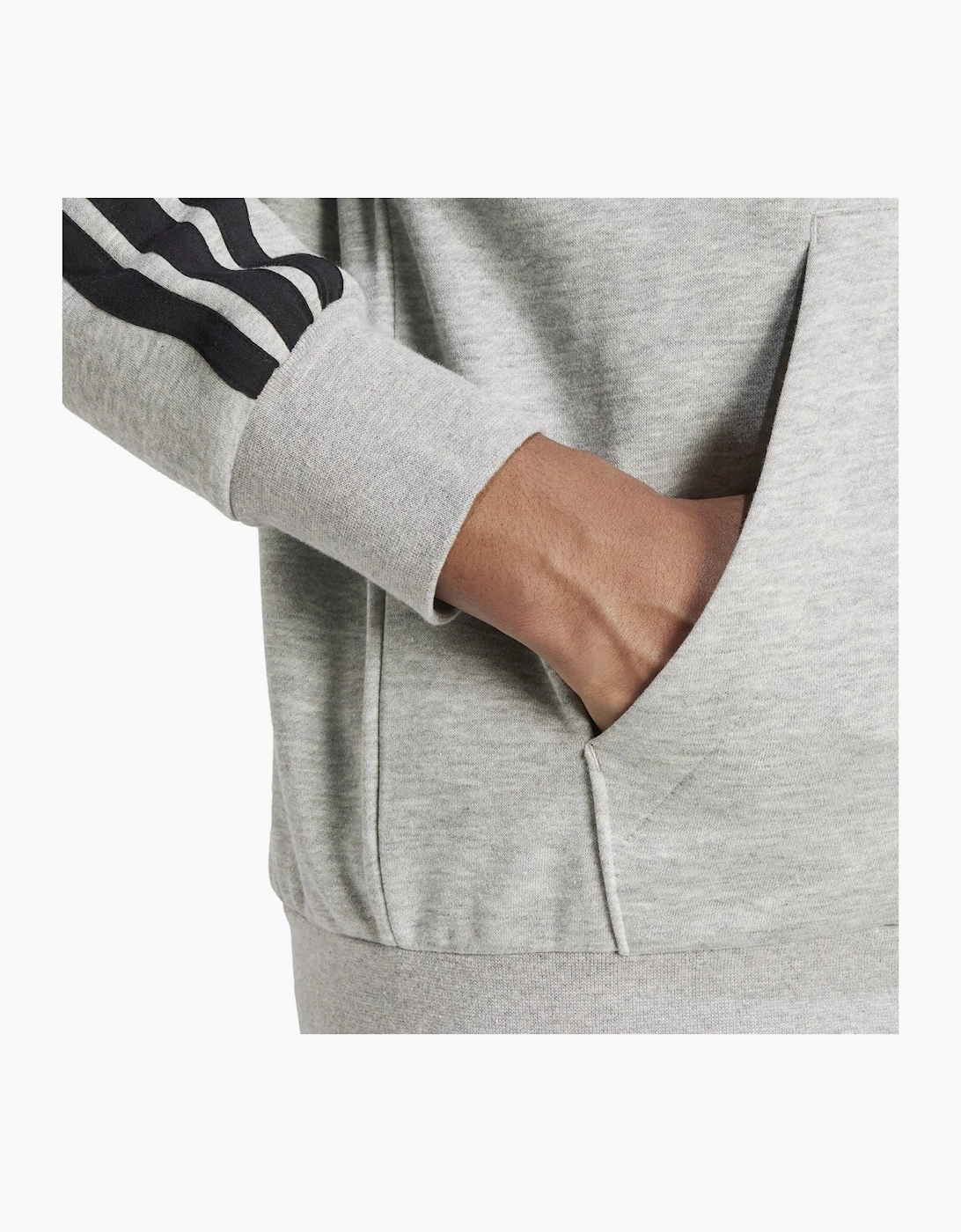 Mens Fleece 3 Stripes Full Zip Hoodie