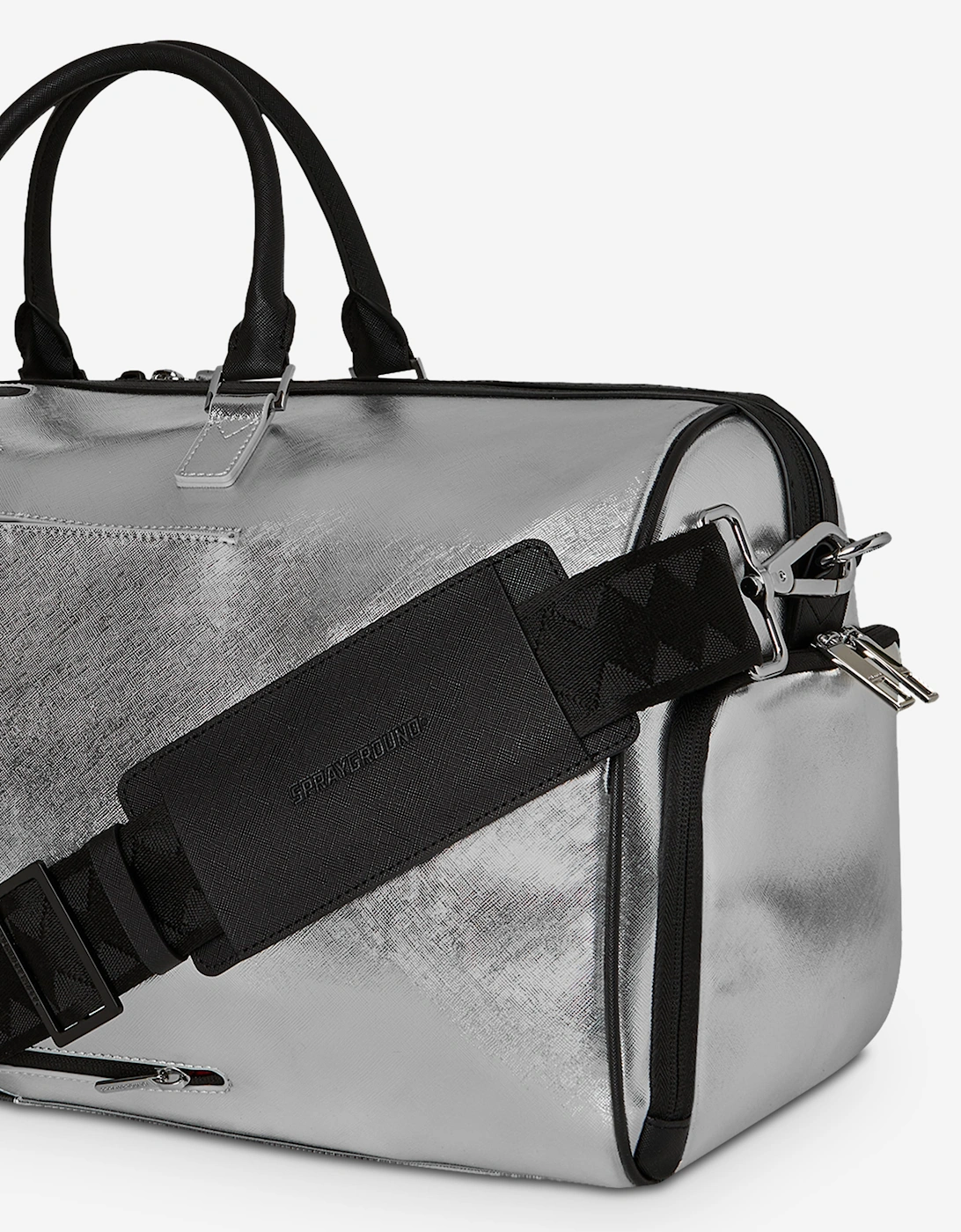 Sprayground Kids Silver Side Drip Duffle Bag in Black (33cm)