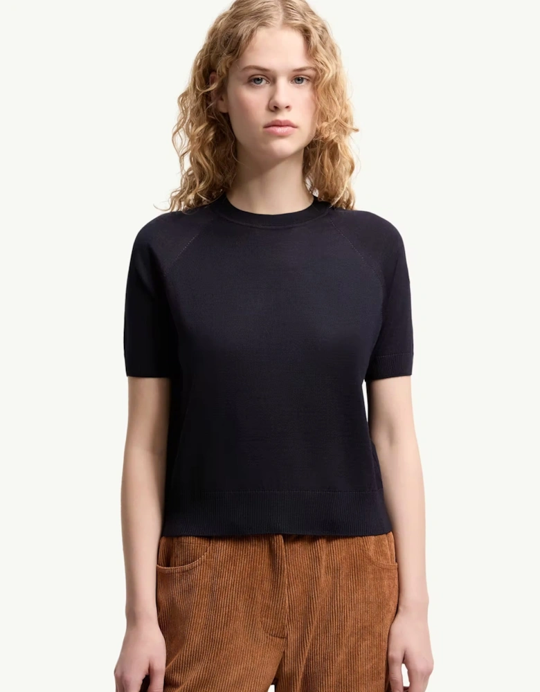 Womens Knitted T-Shirt Navy
