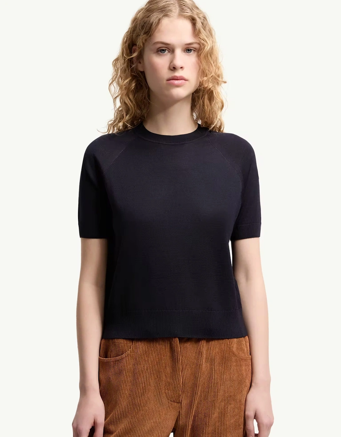 Womens Knitted T-Shirt Navy