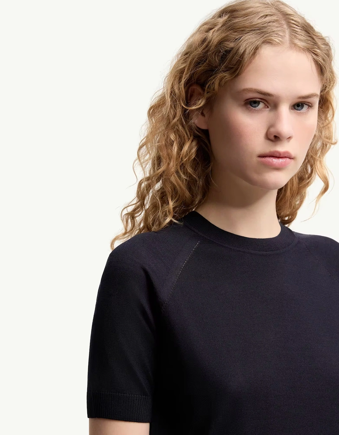 Womens Knitted T-Shirt Navy