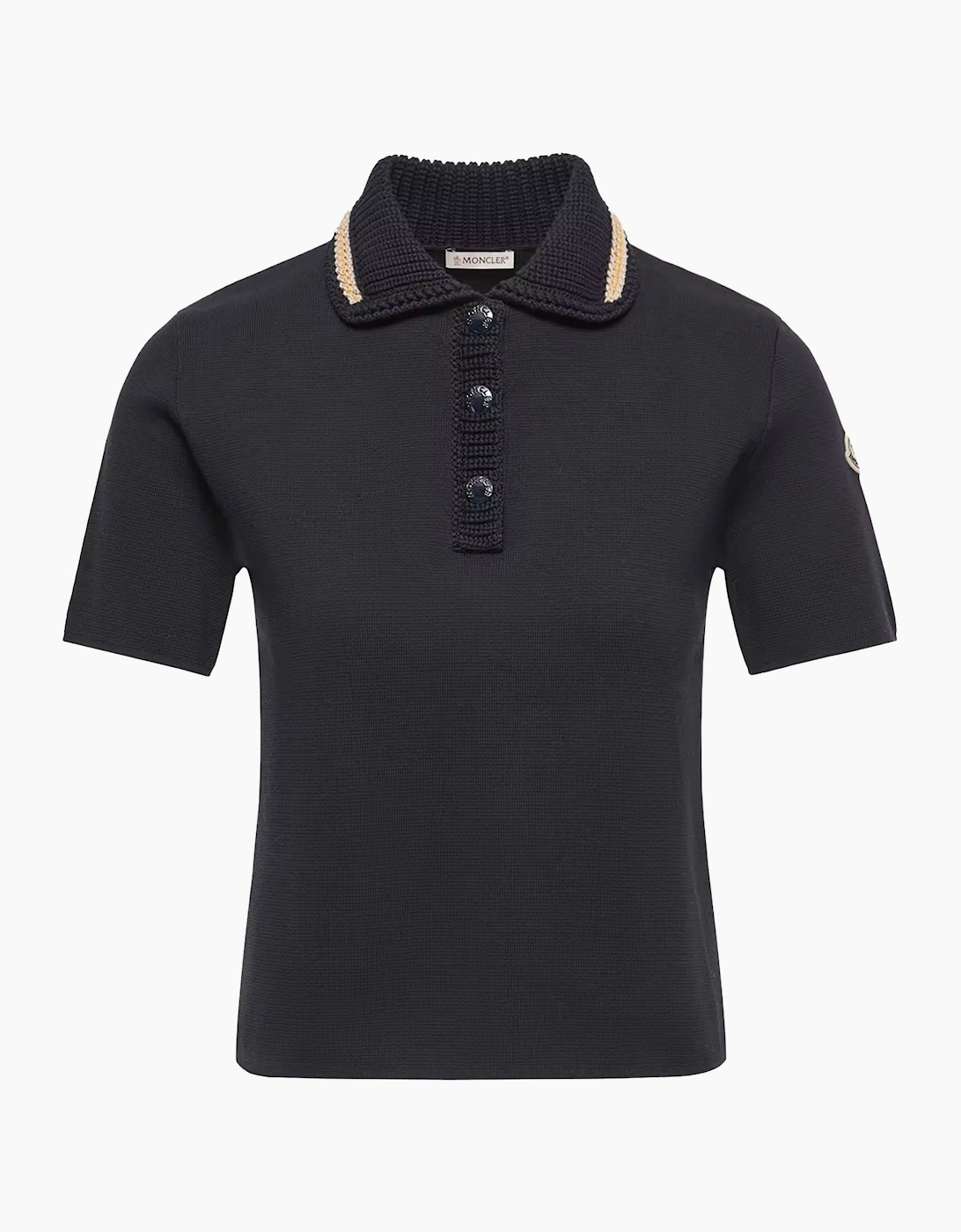 Womens Knitted Polo Shirt Navy, 7 of 6