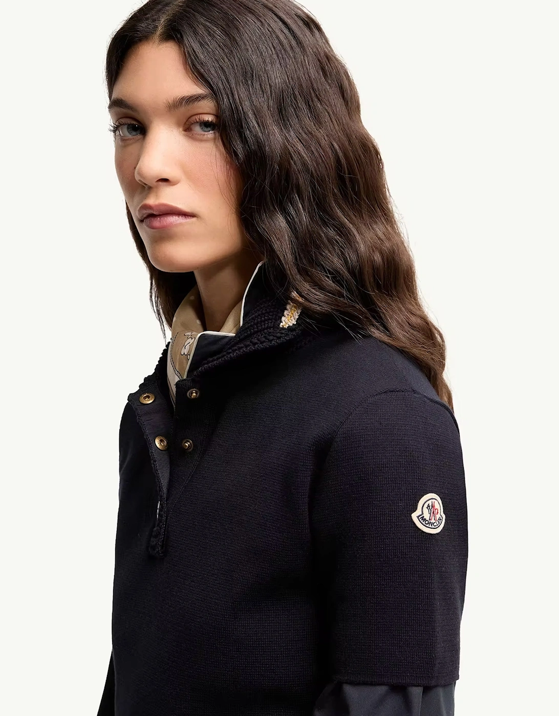 Womens Knitted Polo Shirt Navy