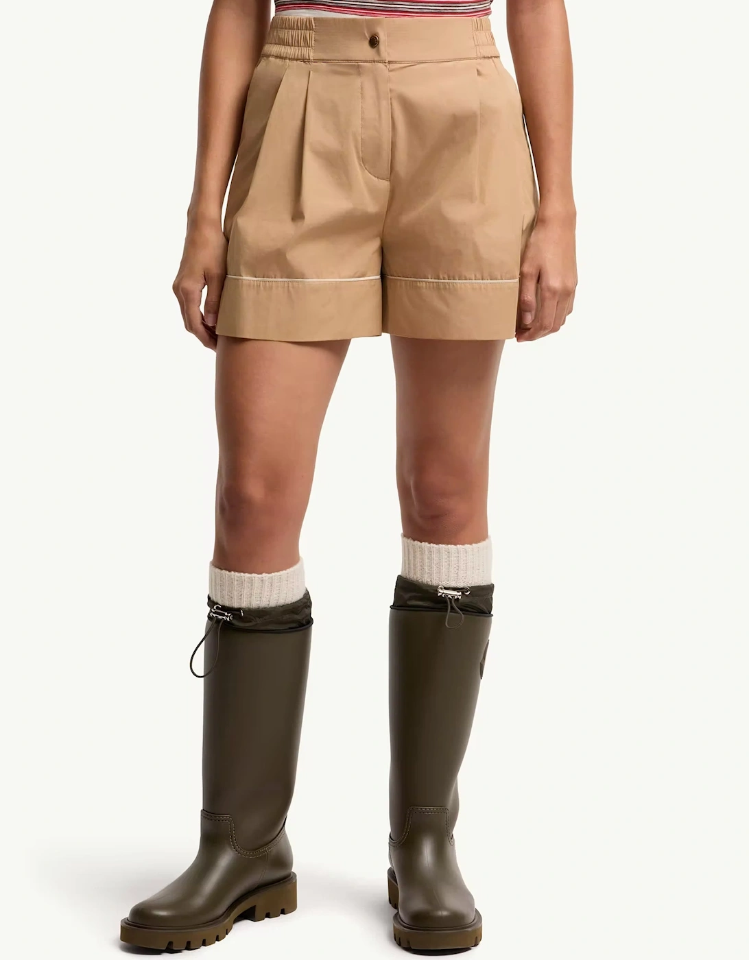 Womens Cotton Shorts Beige