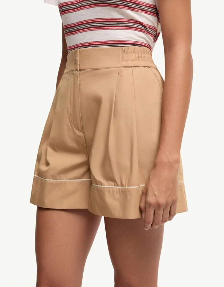 Womens Cotton Shorts Beige