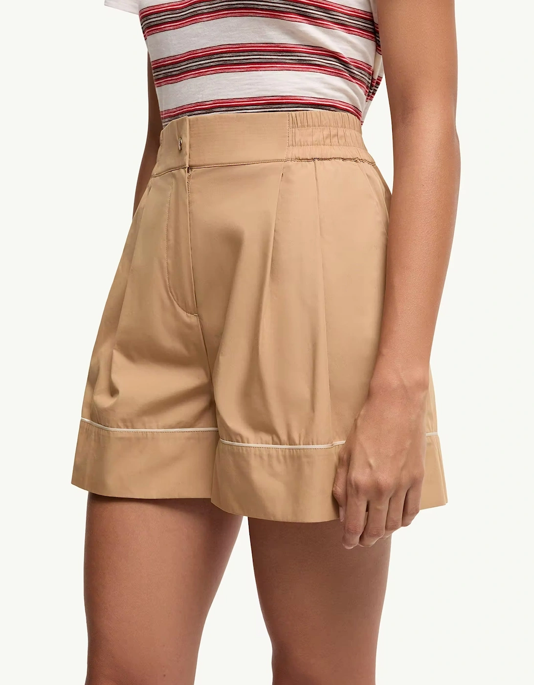 Womens Cotton Shorts Beige