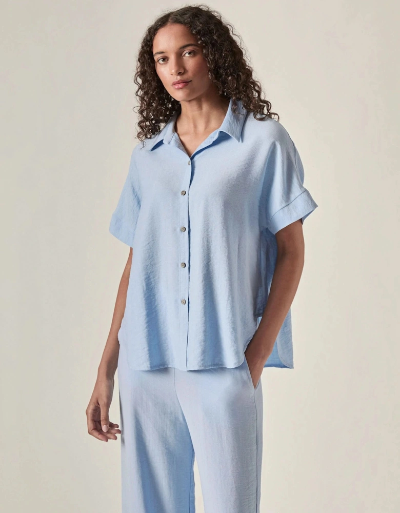 Relaxed Short Sleeve Blouse – Powder Blue