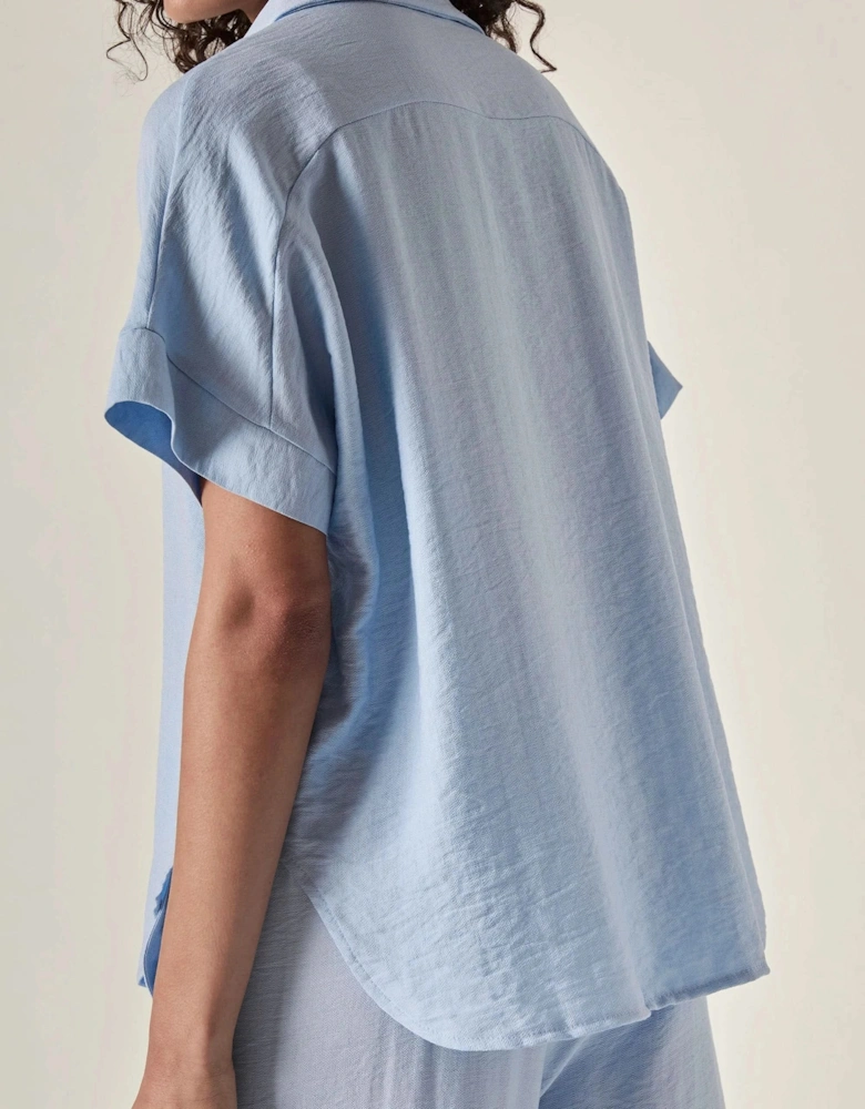 Relaxed Short Sleeve Blouse – Powder Blue