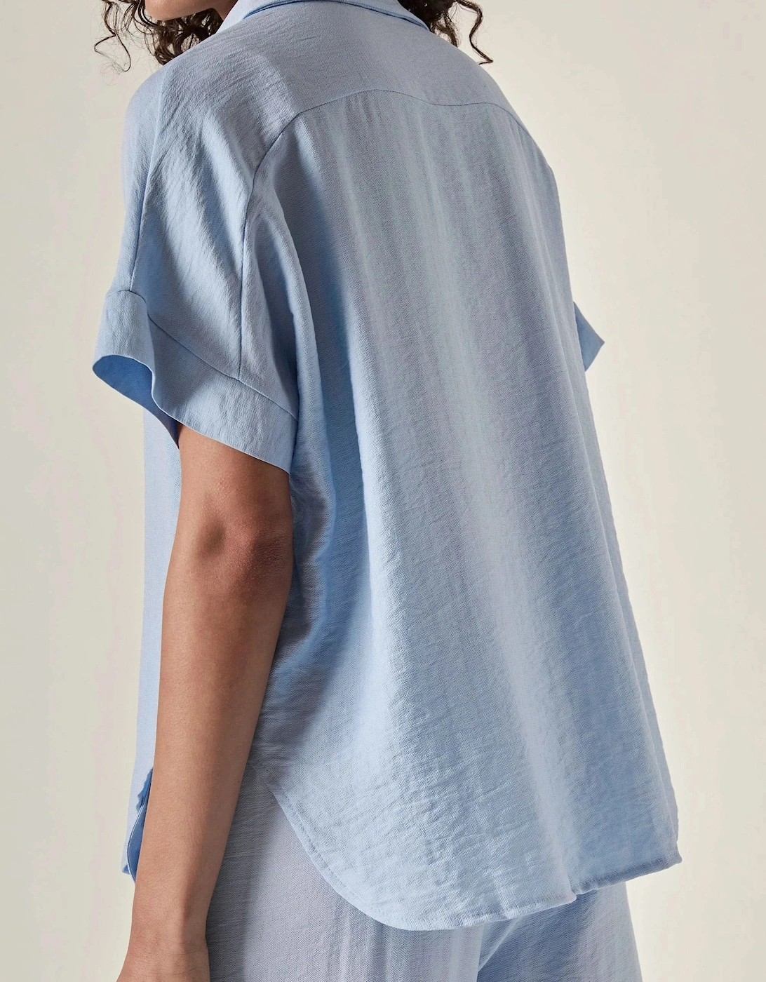 Relaxed Short Sleeve Blouse – Powder Blue