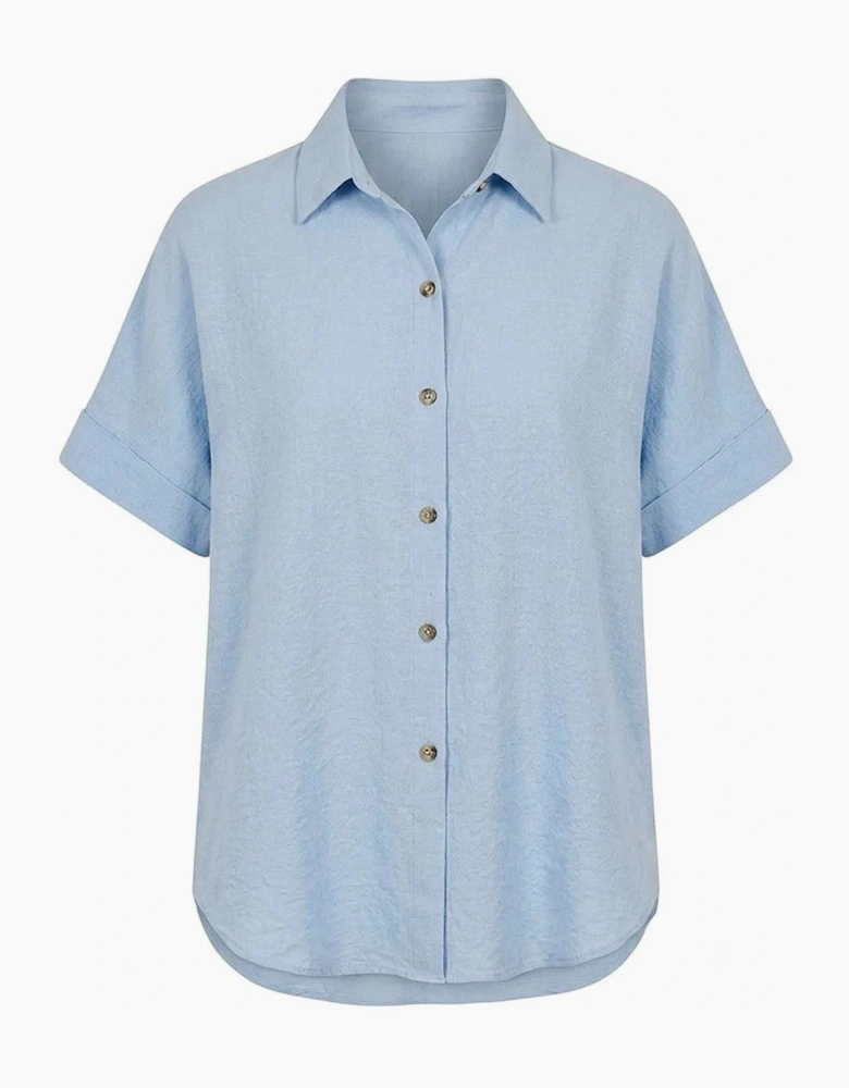 Relaxed Short Sleeve Blouse – Powder Blue