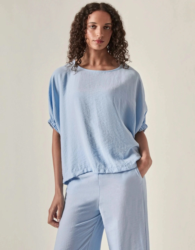 Relaxed Gathered Sleeve Top – Powder Blue