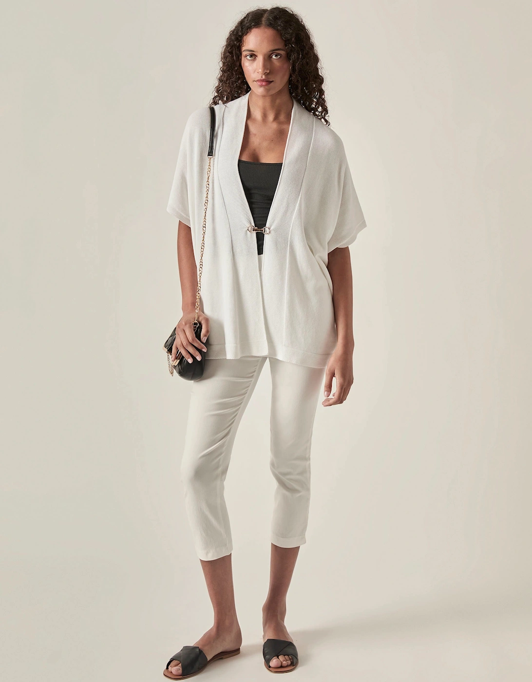 Relaxed Clasp Front Cover-Up - White