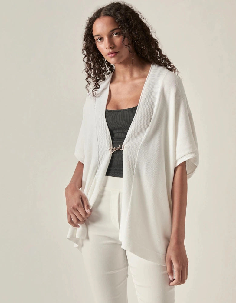 Relaxed Clasp Front Cover-Up - White
