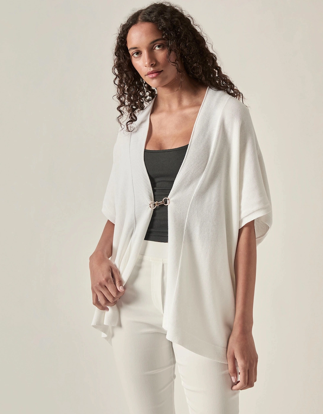 Relaxed Clasp Front Cover-Up - White