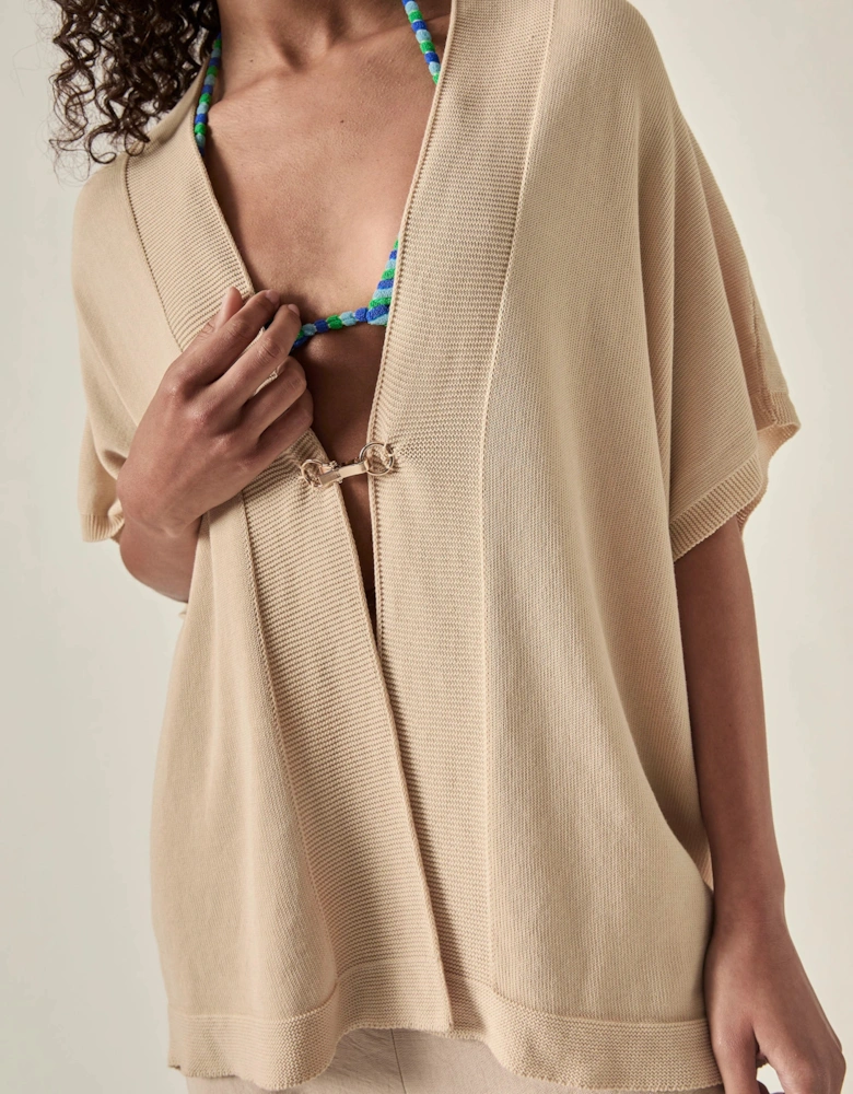 Relaxed Clasp Front Cover-Up - Beige
