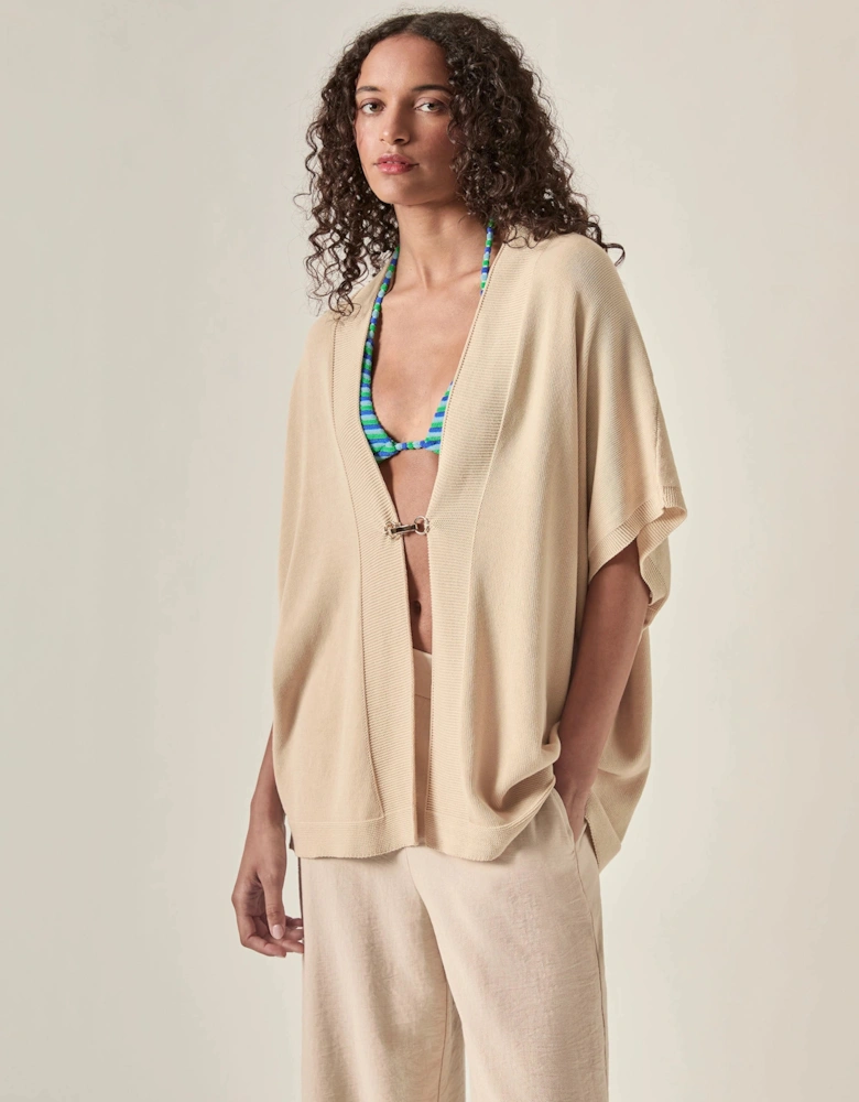 Relaxed Clasp Front Cover-Up - Beige