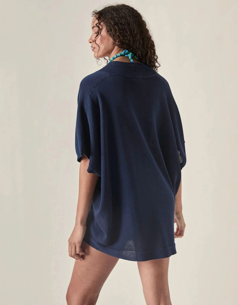 Relaxed Clasp Front Cover-Up - Navy