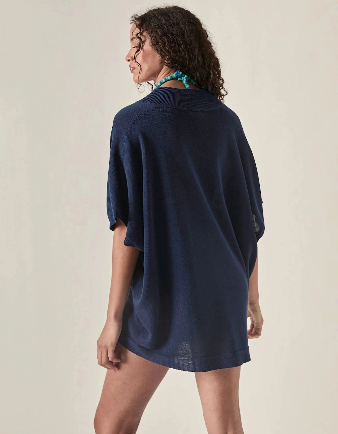 Relaxed Clasp Front Cover-Up - Navy