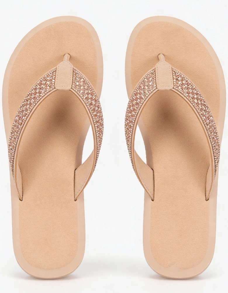 Totes Sol Bounce 0464 Womens Toe-Post Sandals Nude