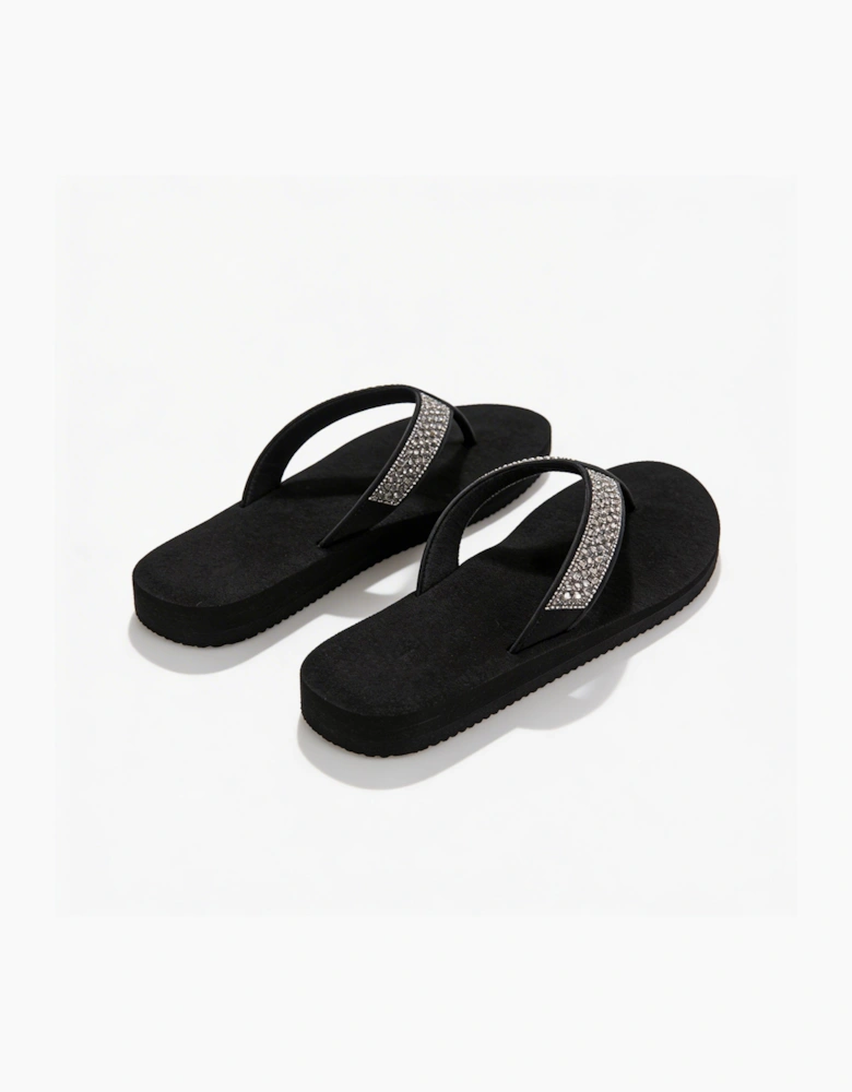 Totes Sol Bounce 0464 Womens Toe-Post Sandals Black