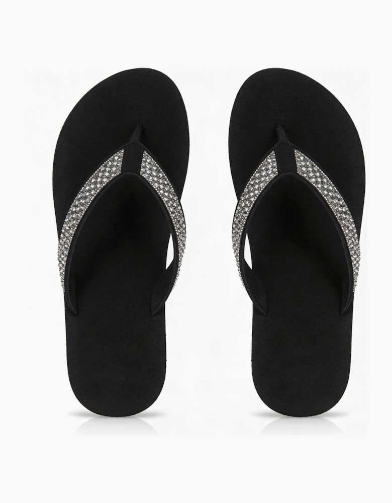 Totes Sol Bounce 0464 Womens Toe-Post Sandals Black