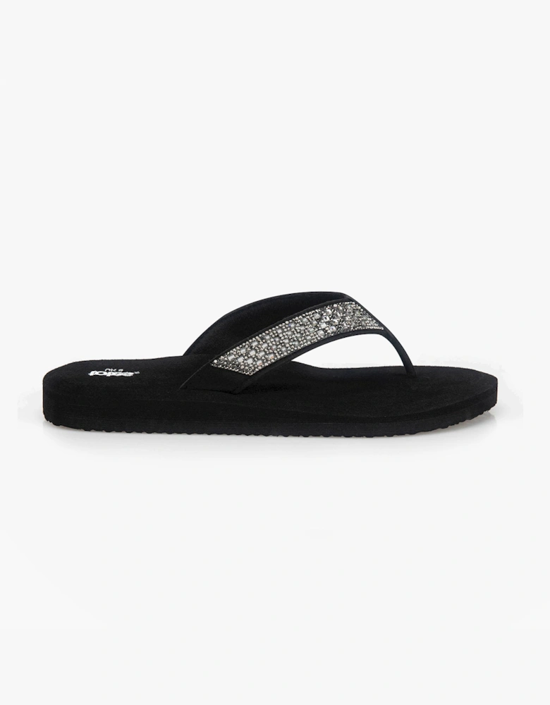 Totes Sol Bounce 0464 Womens Toe-Post Sandals Black