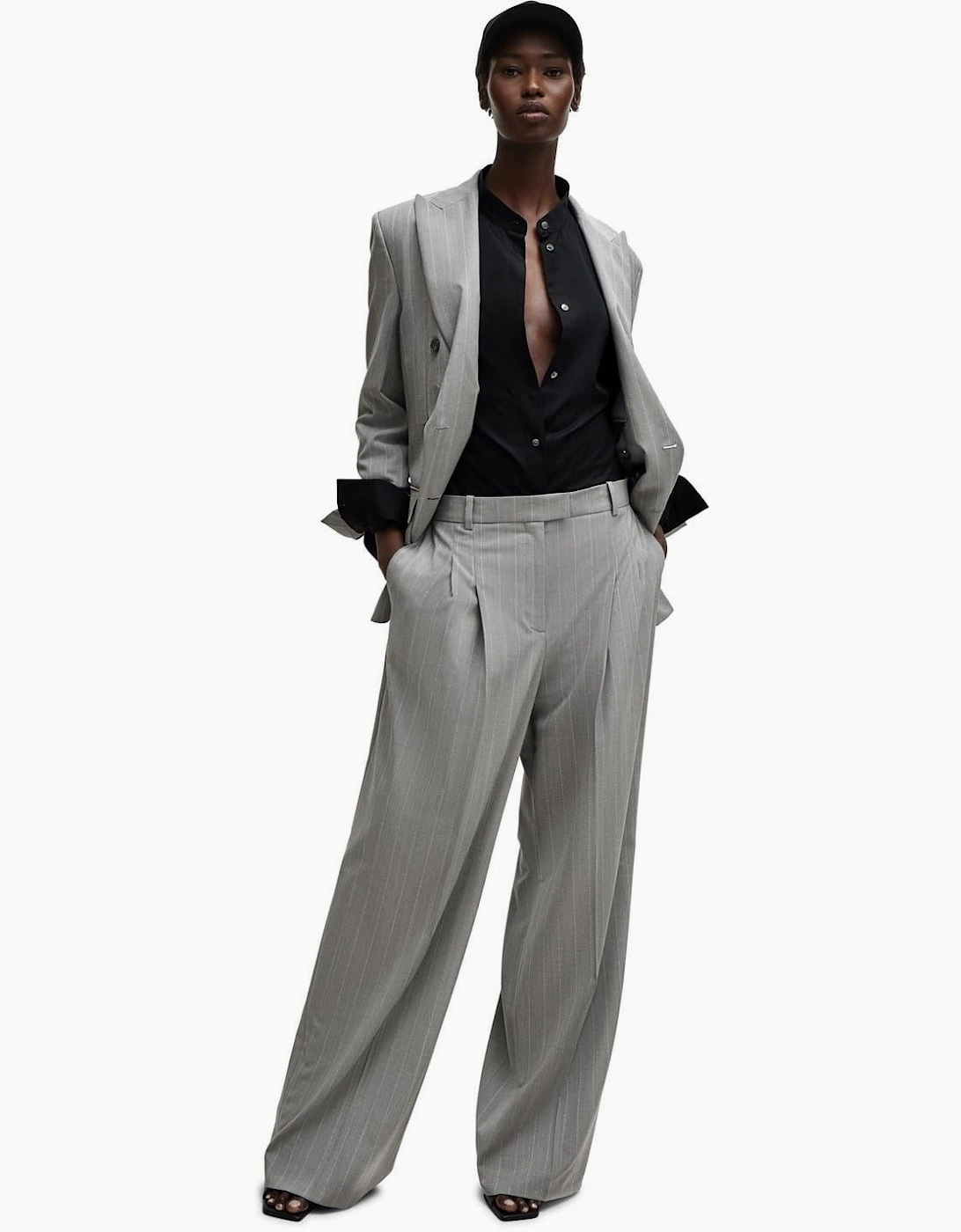 Oversize Fit Band Collar Long Sleeve Shirt
