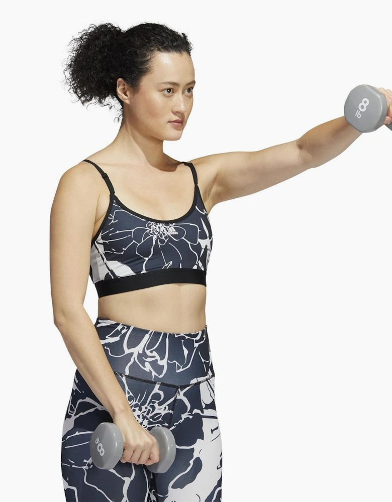 Womens Flower Print Low Impact Sports Bra