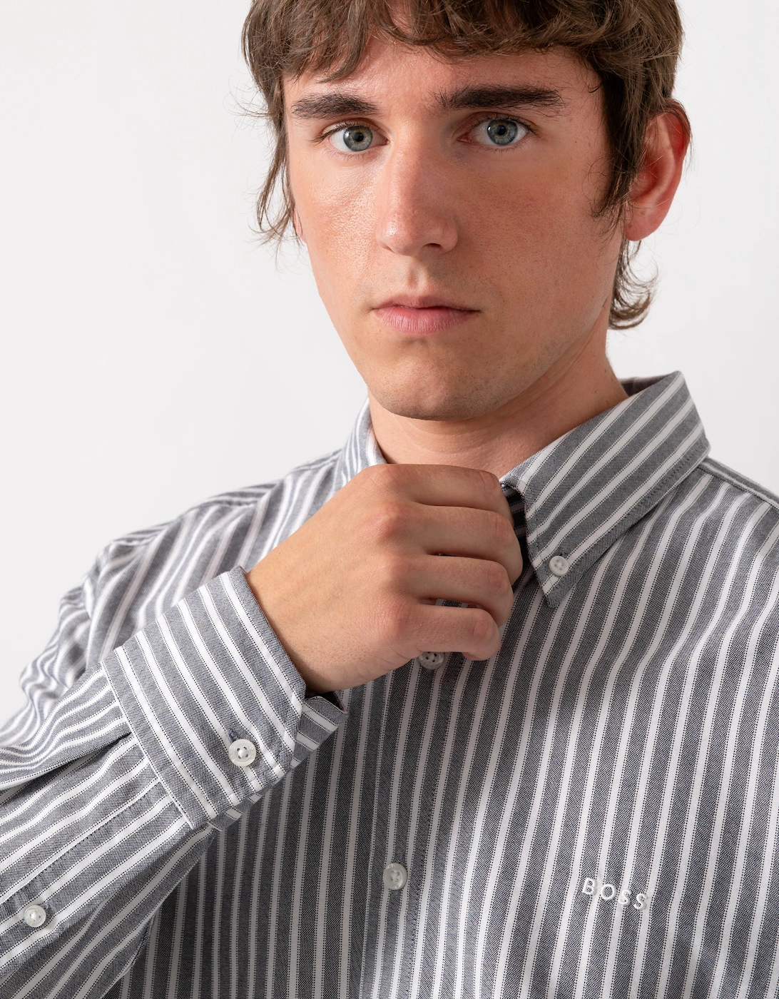 BOSS Orange Ricoplus Mens Long Sleeve Oxford Shirt - Dark Blue 404