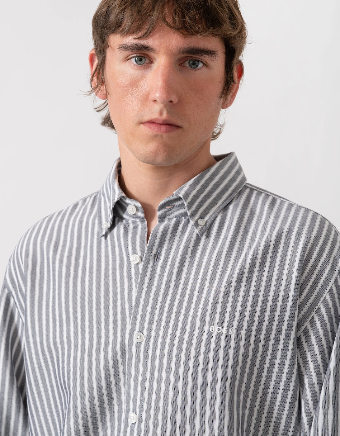 BOSS Orange Ricoplus Mens Long Sleeve Oxford Shirt - Dark Blue 404