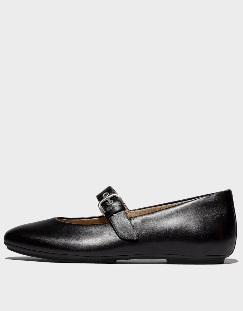 FitFlop Delicato Womens Leather Mary Jane Shoes - All Black 090