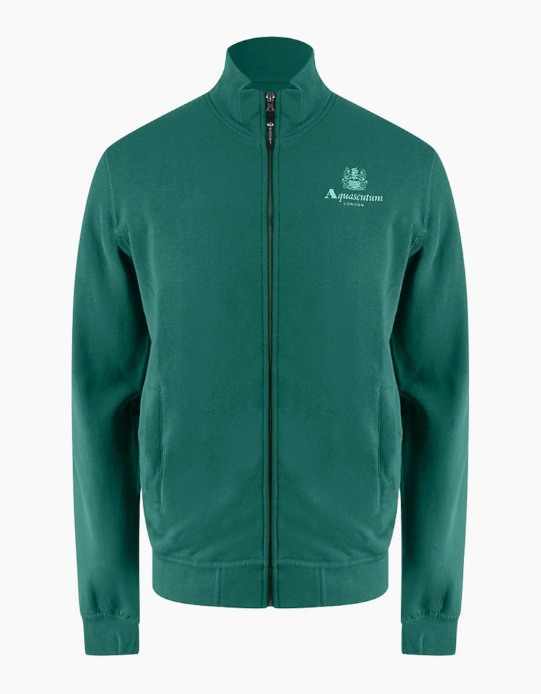 Aquascutum Active Small Logo Full Zip Mock Neck Hunter Green Fleece
