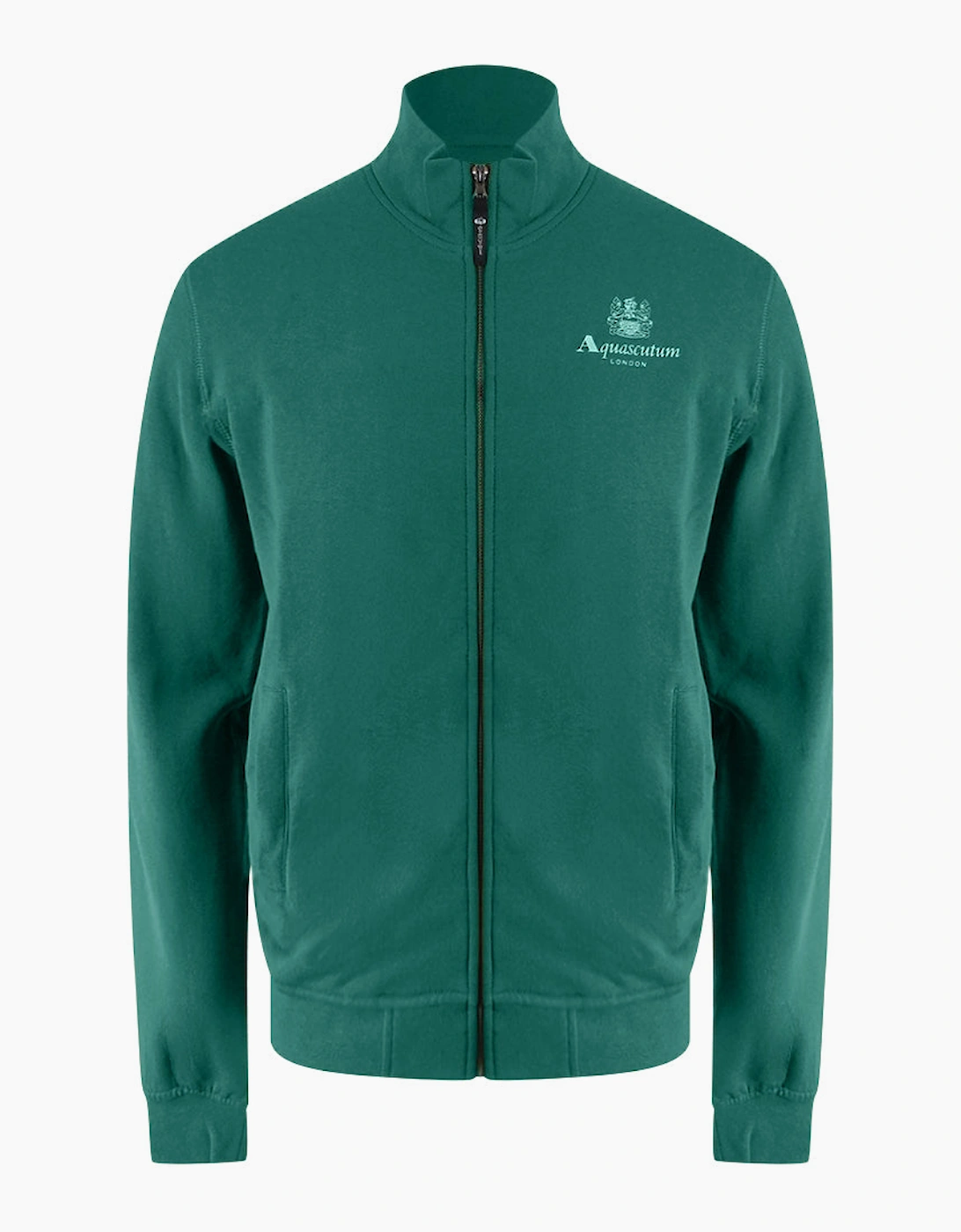 Aquascutum Active Small Logo Full Zip Mock Neck Hunter Green Fleece, 3 of 2