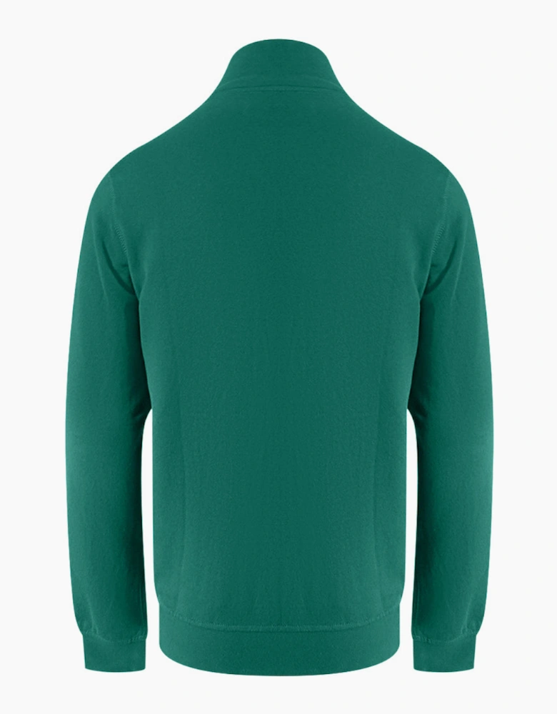 Aquascutum Active Small Logo Full Zip Mock Neck Hunter Green Fleece