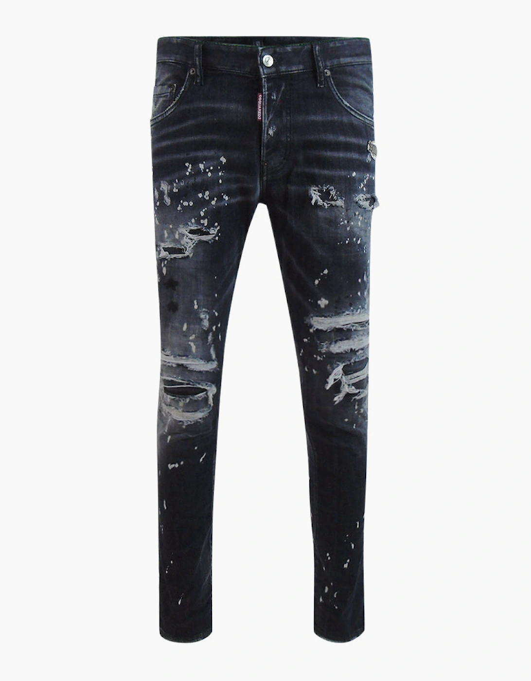 Dsquared2 Skater Jean Reinforced Ripped Paint Splatter Black Wash Jeans