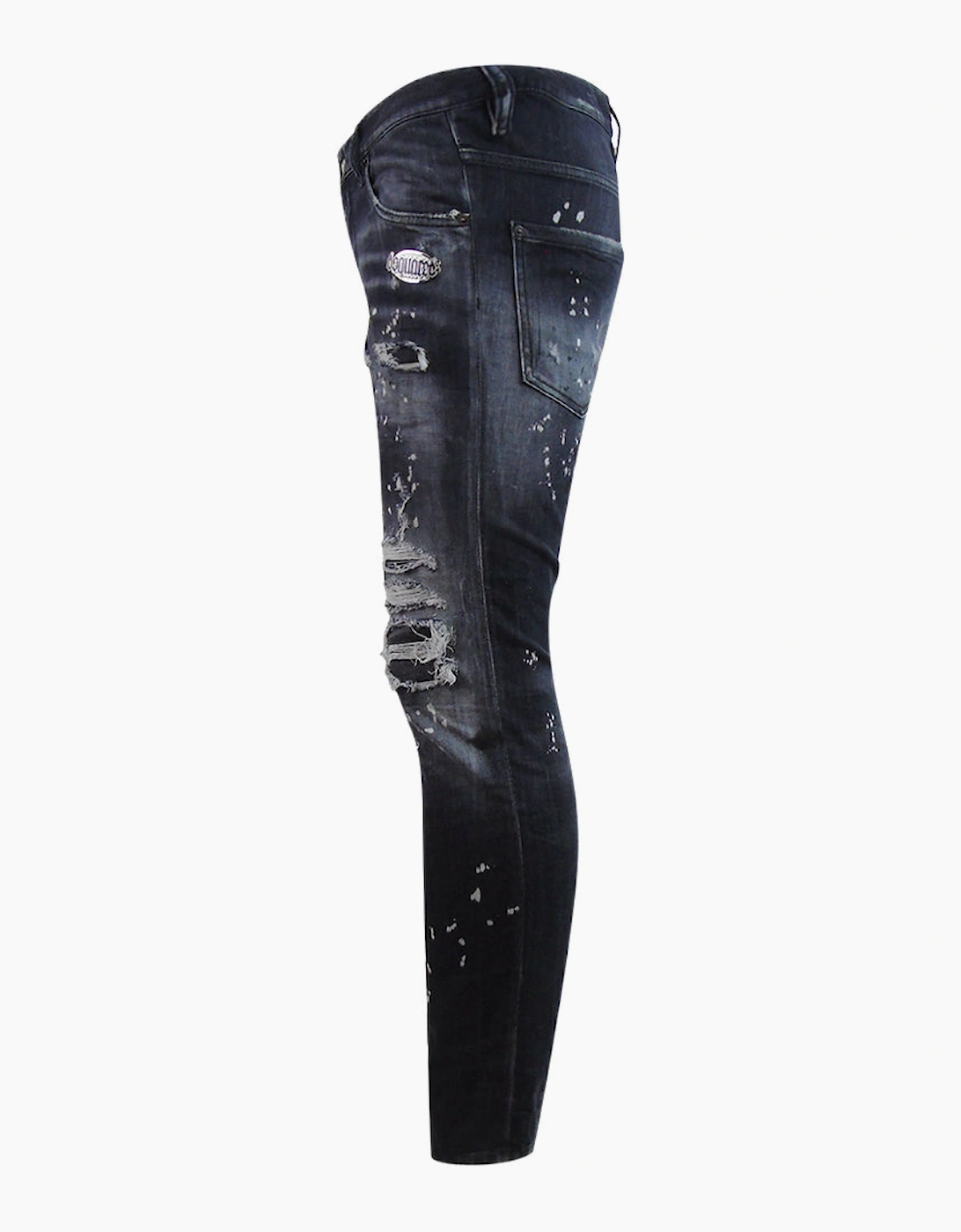 Dsquared2 Skater Jean Reinforced Ripped Paint Splatter Black Wash Jeans