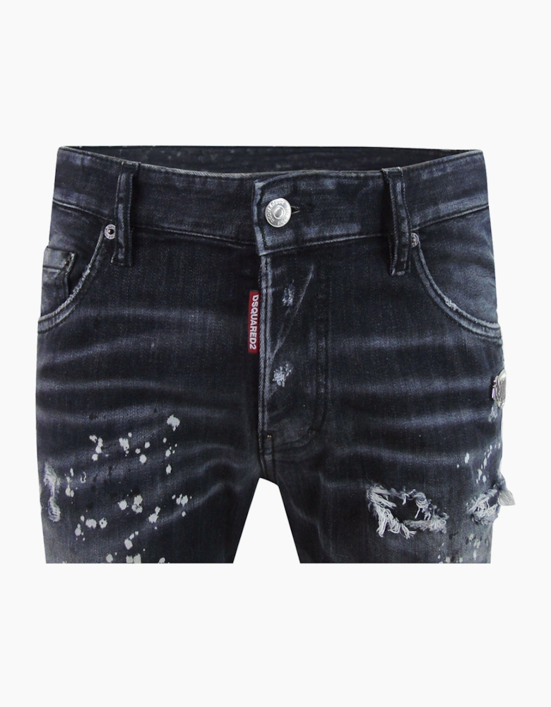 Dsquared2 Skater Jean Reinforced Ripped Paint Splatter Black Wash Jeans