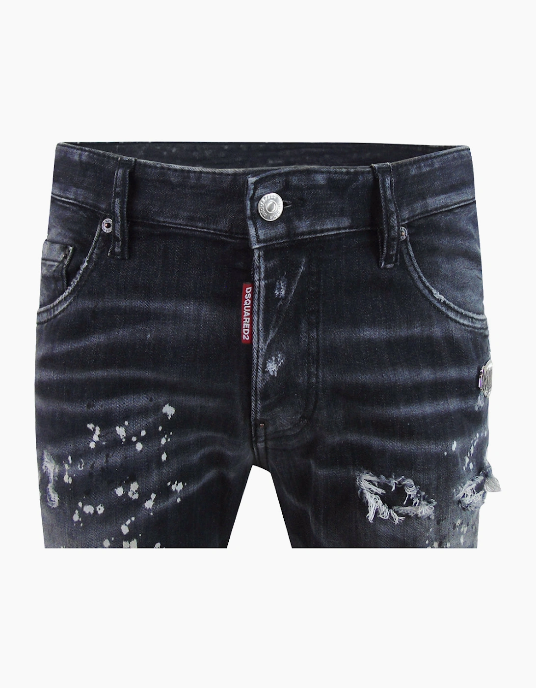 Dsquared2 Skater Jean Reinforced Ripped Paint Splatter Black Wash Jeans