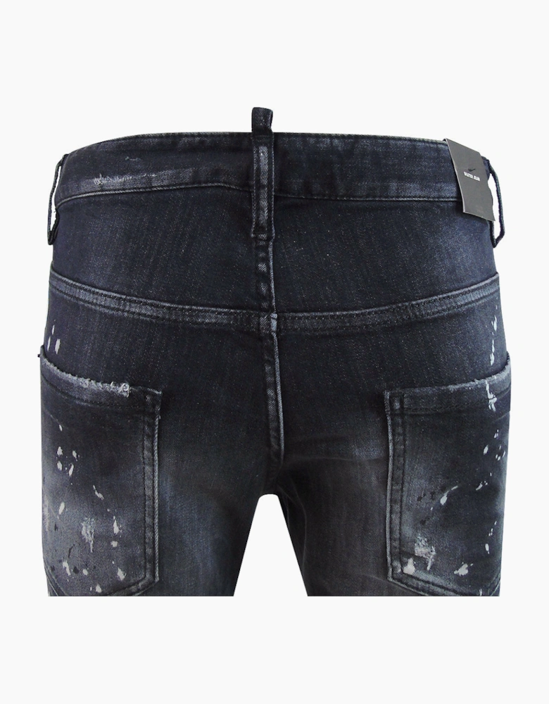 Dsquared2 Skater Jean Reinforced Ripped Paint Splatter Black Wash Jeans