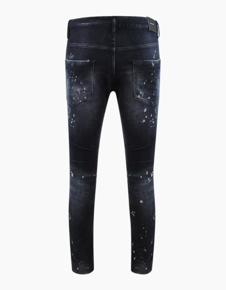 Dsquared2 Skater Jean Reinforced Ripped Paint Splatter Black Wash Jeans