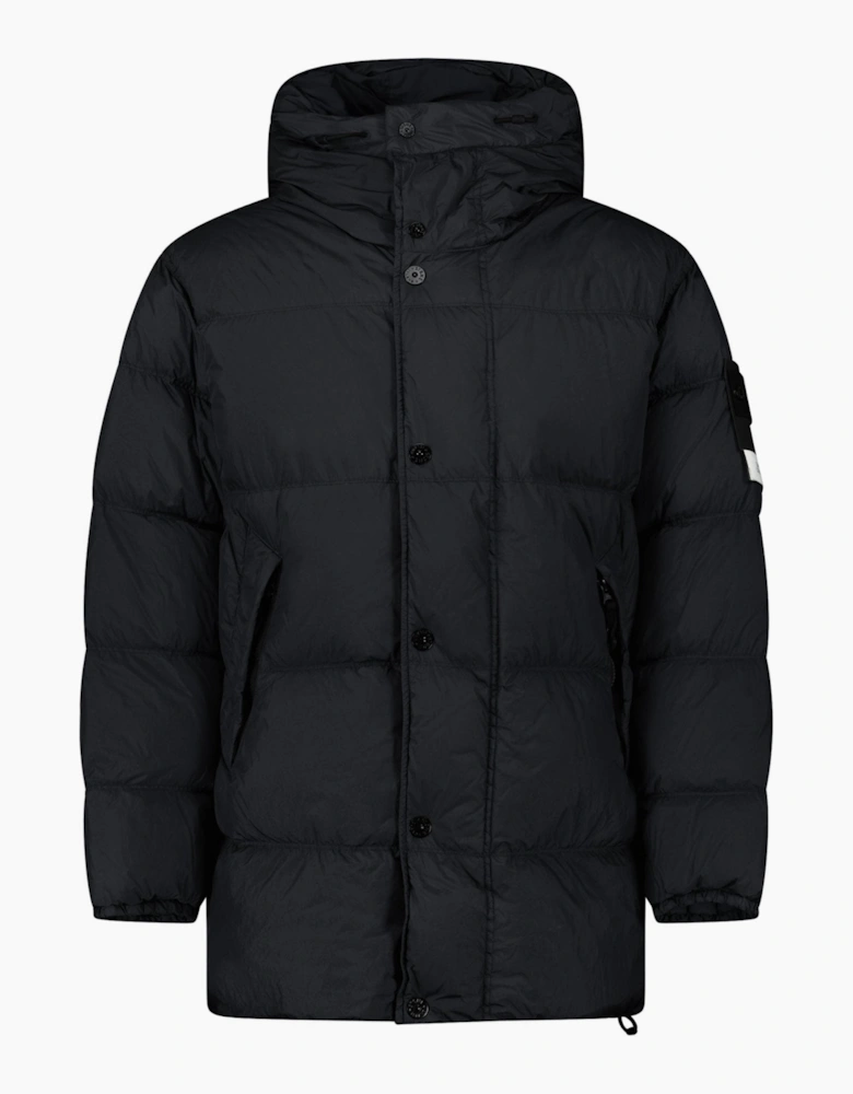 Stone Island Hooded Down Crinkle Reps NY Jacket in Black