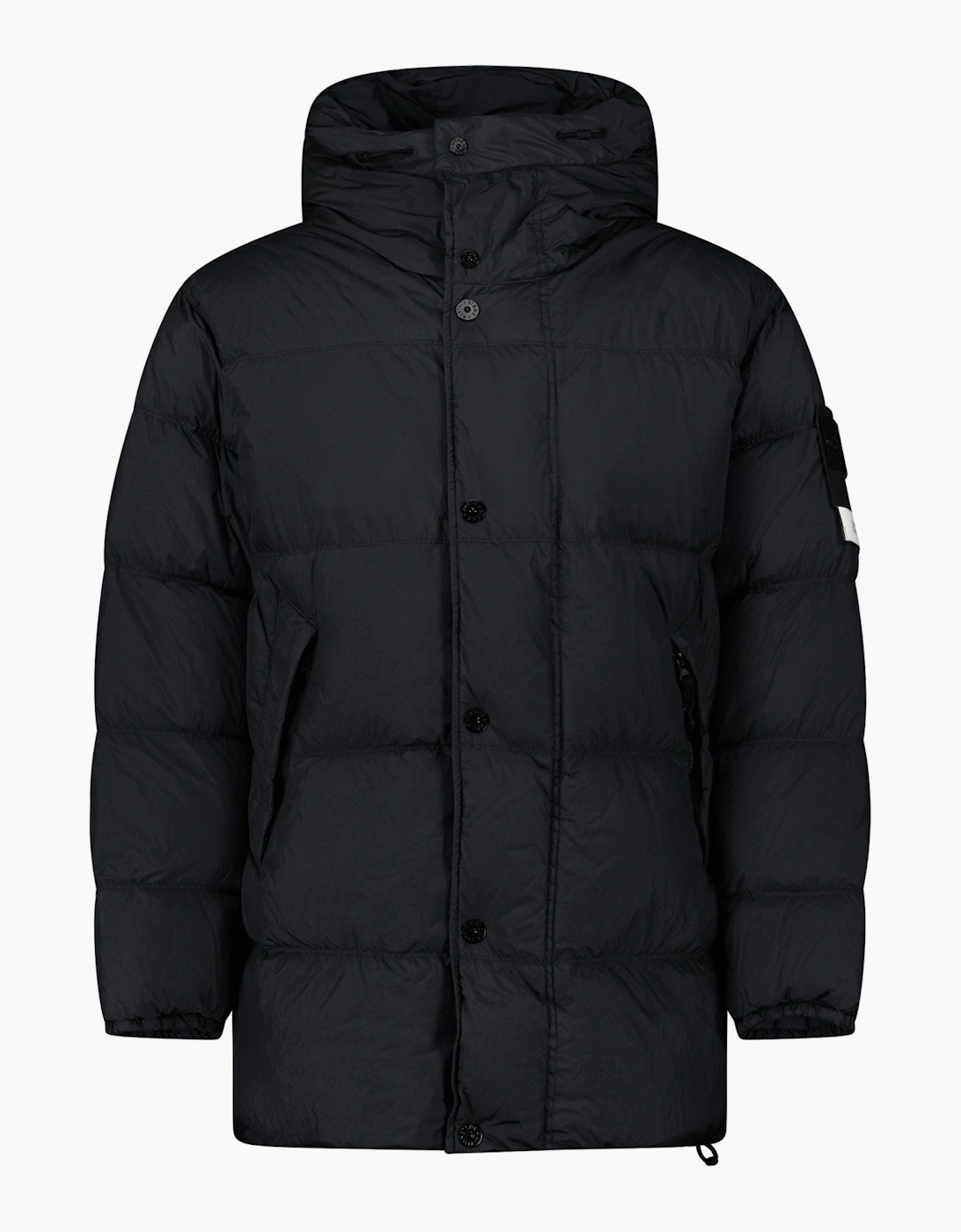 Stone Island Hooded Down Crinkle Reps NY Jacket in Black