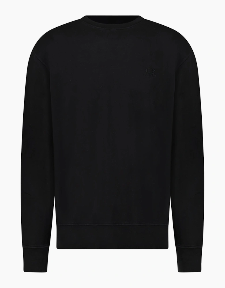 CP Company Brushed and Emerized Diagonal Fleece Crewneck Sweatshirt Black