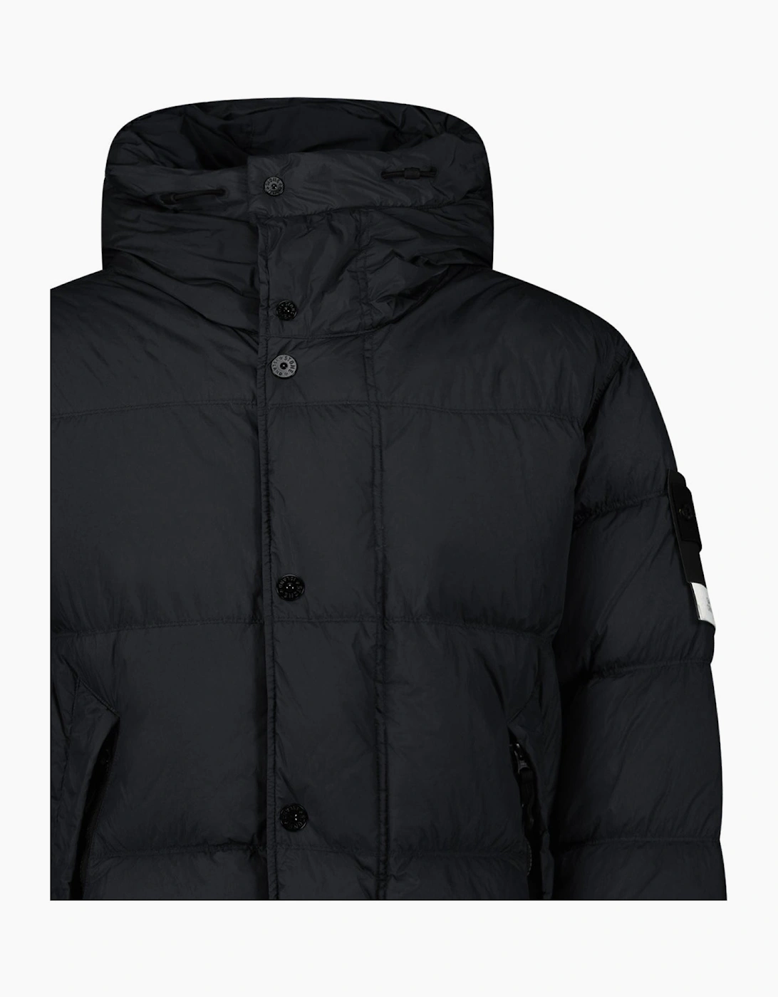 Stone Island Hooded Down Crinkle Reps NY Jacket in Black