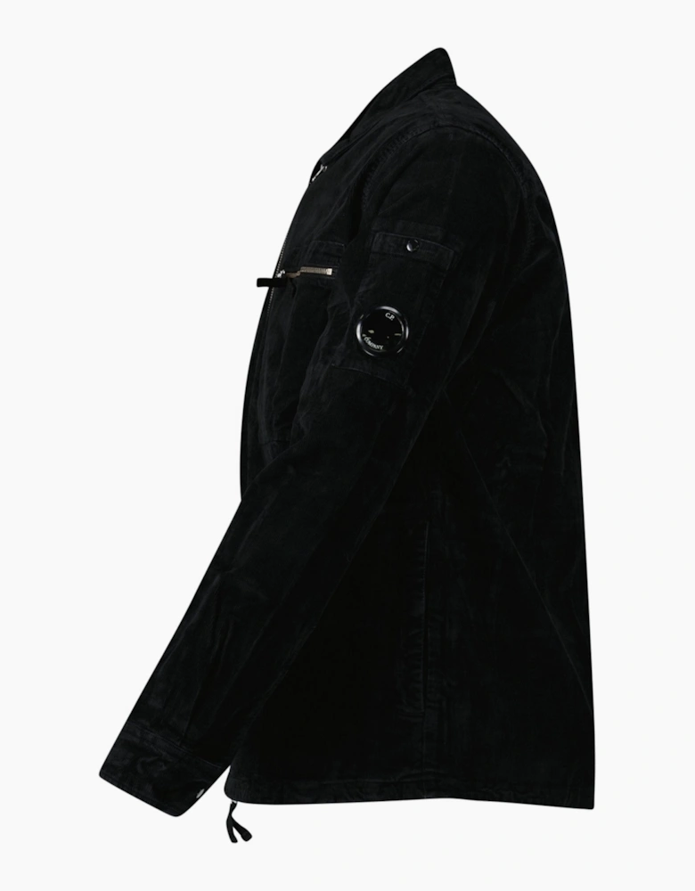 CP Company Corduroy Lens Zipped Overshirt in Black