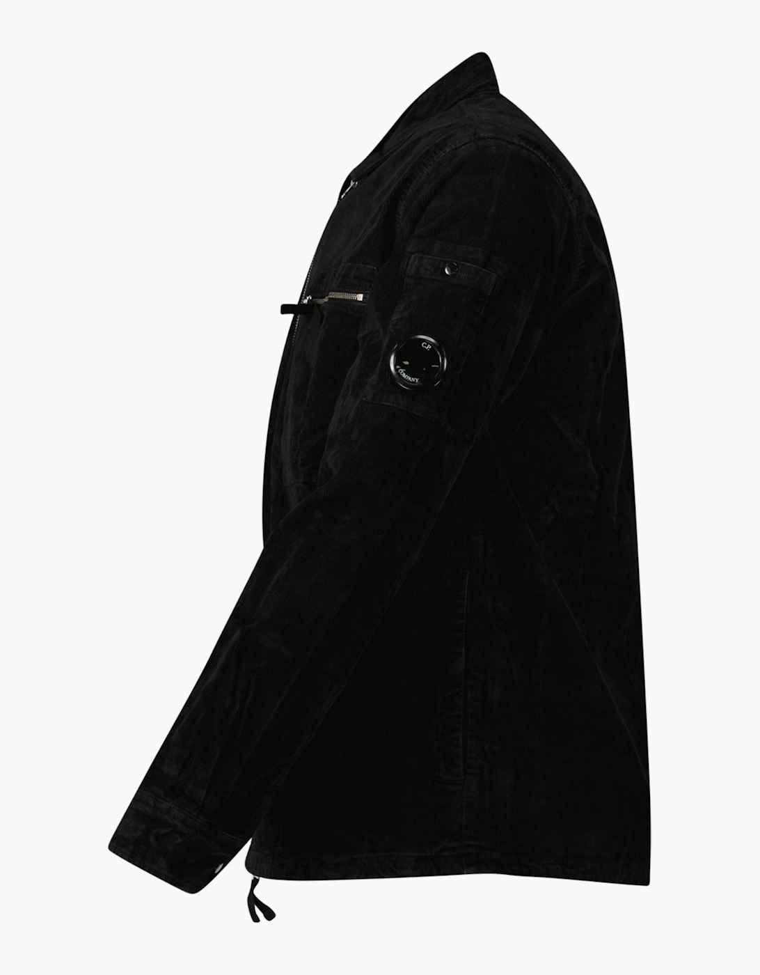 CP Company Corduroy Lens Zipped Overshirt in Black